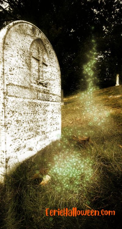 ghostly orbs in graveyard